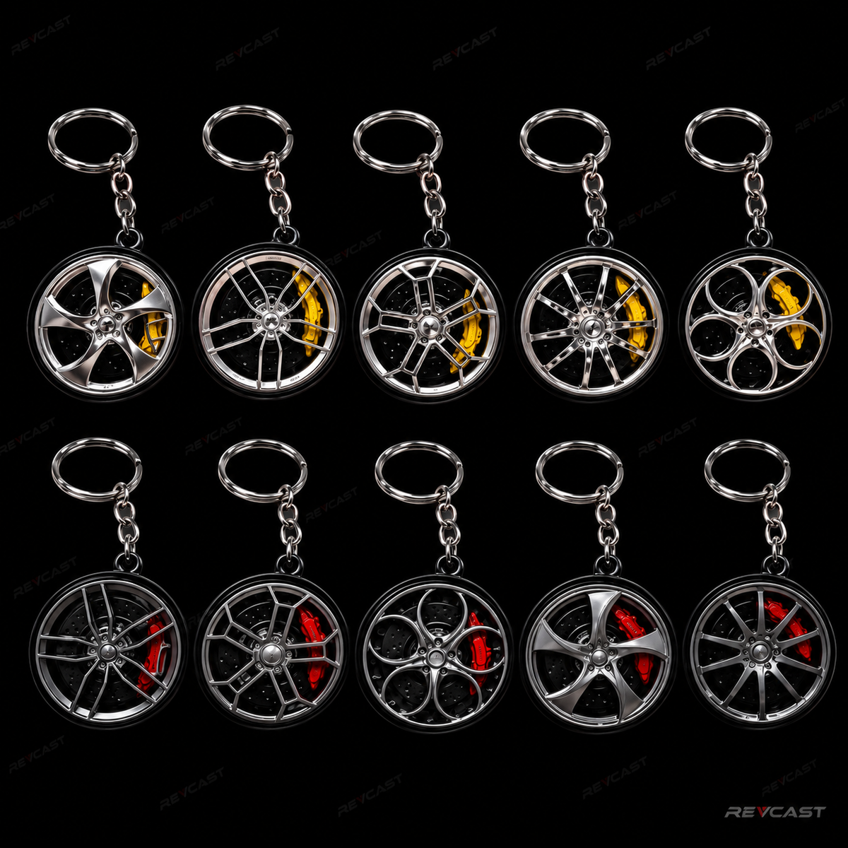 25 pcs - Rotating Alloy Wheel Keychain